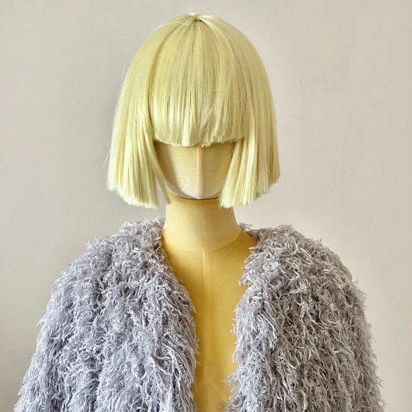 Zara Basic Grey/ Silver Feather Shimmery Open Sweater SZ S - Picture 4 of 6